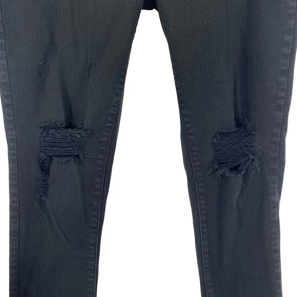 RSQ L.A. Super High Rise Skinny Jeans Black Distressed Stretch Ankle Casual - Picture 4 of 8